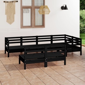 vidaXL, vidaXL 7-tlg. Garten-Lounge-Set Massivholz Kiefer Schwarz, vidaXL 7-tlg. Garten-Lounge-Set Massivholz Kiefer Schwarz