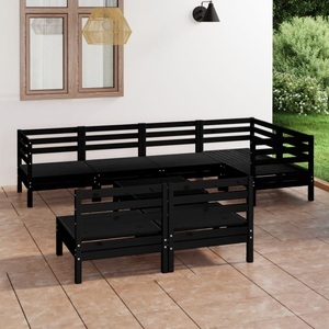 vidaXL, vidaXL 8-tlg. Garten-Lounge-Set Massivholz Kiefer Schwarz