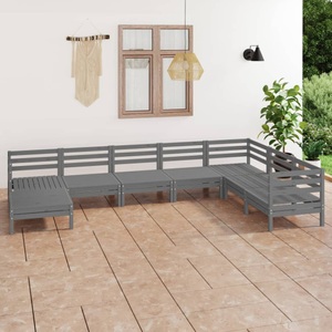vidaXL, vidaXL 8-tlg. Garten-Lounge-Set Massivholz Kiefer Grau, vidaXL 8-tlg. Garten-Lounge-Set Massivholz Kiefer Grau