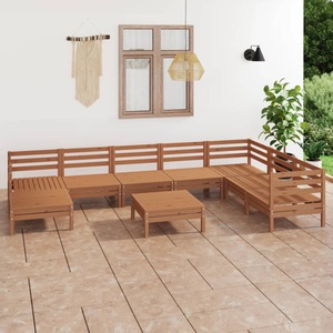vidaXL, vidaXL 9-tlg. Garten-Lounge-Set Massivholz Kiefer Honigbraun