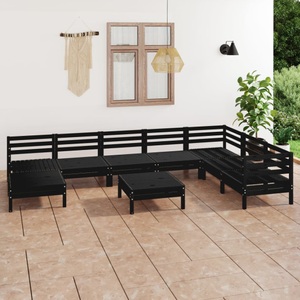 vidaXL, vidaXL 9-tlg. Garten-Lounge-Set Massivholz Kiefer Schwarz, vidaXL 9-tlg. Garten-Lounge-Set Massivholz Kiefer Schwarz