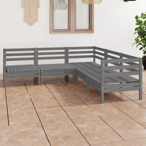 vidaXL, vidaXL 5-tlg. Garten-Lounge-Set Massivholz Kiefer Grau, 