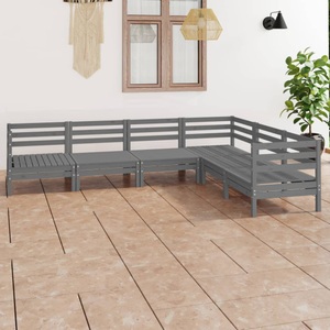 vidaXL, vidaXL 6-tlg. Garten-Lounge-Set Massivholz Kiefer Grau, 