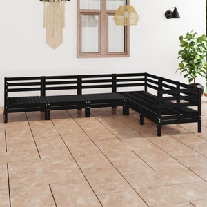 vidaXL, vidaXL 6-tlg. Garten-Lounge-Set Massivholz Kiefer Schwarz, 