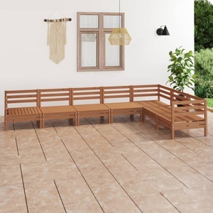 vidaXL, vidaXL 7-tlg. Garten-Lounge-Set Massivholz Kiefer Honigbraun