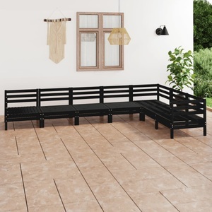 vidaXL, vidaXL 7-tlg. Garten-Lounge-Set Massivholz Kiefer Schwarz
