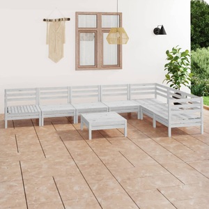vidaXL, vidaXL 8-tlg. Garten-Lounge-Set Massivholz Kiefer Weiß, vidaXL 8-tlg. Garten-Lounge-Set Massivholz Kiefer Weiß