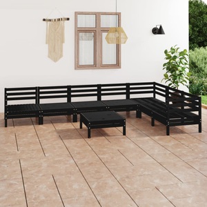vidaXL, vidaXL 8-tlg. Garten-Lounge-Set Massivholz Kiefer Schwarz, vidaXL 8-tlg. Garten-Lounge-Set Massivholz Kiefer Schwarz