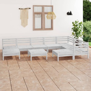 vidaXL, vidaXL 10-tlg. Garten-Lounge-Set Massivholz Kiefer Weiß, vidaXL 10-tlg. Garten-Lounge-Set Massivholz Kiefer Weiß