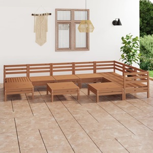 vidaXL, vidaXL 10-tlg. Garten-Lounge-Set Massivholz Kiefer Honigbraun, 