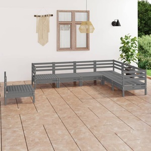 vidaXL, vidaXL 7-tlg. Garten-Lounge-Set Massivholz Kiefer Grau