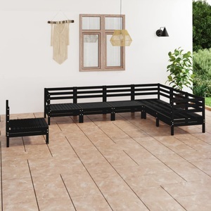vidaXL, vidaXL 7-tlg. Garten-Lounge-Set Massivholz Kiefer Schwarz