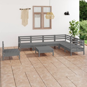 vidaXL, vidaXL 8-tlg. Garten-Lounge-Set Massivholz Kiefer Grau, 