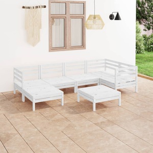 vidaXL, vidaXL 7-tlg. Garten-Lounge-Set Massivholz Kiefer Weiß
