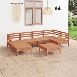 vidaXL, vidaXL 7-tlg. Garten-Lounge-Set Massivholz Kiefer Honigbraun, 