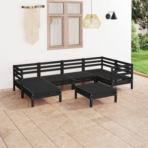 vidaXL, vidaXL 7-tlg. Garten-Lounge-Set Massivholz Kiefer Schwarz