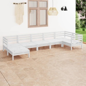 vidaXL, vidaXL 7-tlg. Garten-Lounge-Set Massivholz Kiefer Weiß, vidaXL 7-tlg. Garten-Lounge-Set Massivholz Kiefer Weiß