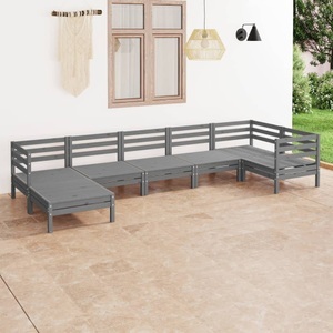 vidaXL, vidaXL 7-tlg. Garten-Lounge-Set Massivholz Kiefer Grau