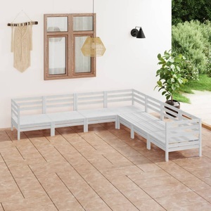 vidaXL, vidaXL 7-tlg. Garten-Lounge-Set Massivholz Kiefer Weiß