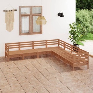 vidaXL, vidaXL 7-tlg. Garten-Lounge-Set Massivholz Kiefer Honigbraun