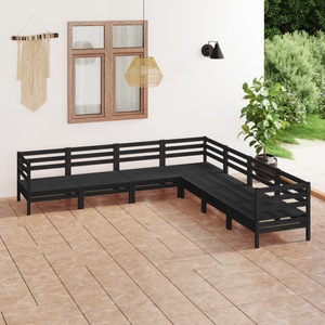 vidaXL, vidaXL 7-tlg. Garten-Lounge-Set Massivholz Kiefer Schwarz