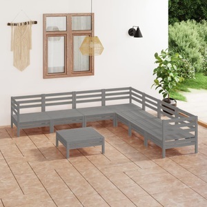 vidaXL, vidaXL 8-tlg. Garten-Lounge-Set Massivholz Kiefer Grau