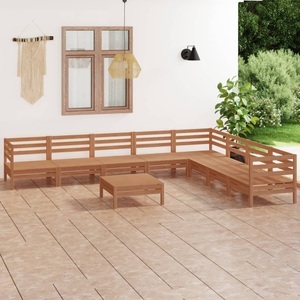vidaXL, vidaXL 9-tlg. Garten-Lounge-Set Massivholz Kiefer Honigbraun
