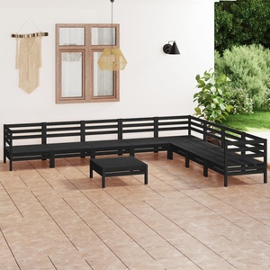 vidaXL, vidaXL 9-tlg. Garten-Lounge-Set Massivholz Kiefer Schwarz, vidaXL 9-tlg. Garten-Lounge-Set Massivholz Kiefer Schwarz
