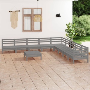 vidaXL, vidaXL 10-tlg. Garten-Lounge-Set Massivholz Kiefer Grau