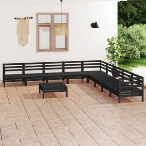 vidaXL, vidaXL 10-tlg. Garten-Lounge-Set Massivholz Kiefer Schwarz, vidaXL 10-tlg. Garten-Lounge-Set Massivholz Kiefer Schwarz