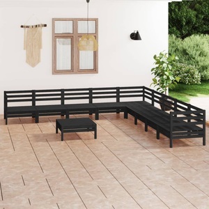 vidaXL, vidaXL 10-tlg. Garten-Lounge-Set Massivholz Kiefer Schwarz