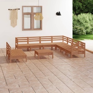 vidaXL, vidaXL 10-tlg. Garten-Lounge-Set Massivholz Kiefer Honigbraun