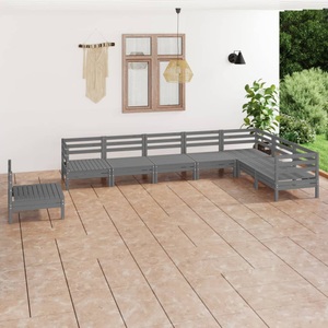 vidaXL, vidaXL 8-tlg. Garten-Lounge-Set Massivholz Kiefer Grau, 