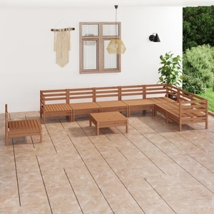 vidaXL, vidaXL 9-tlg. Garten-Lounge-Set Massivholz Kiefer Honigbraun