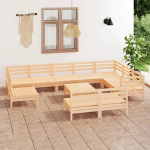 vidaXL, vidaXL 11-tlg. Garten-Lounge-Set Massivholz Kiefer, 