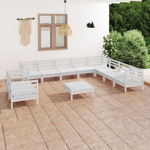 vidaXL, vidaXL 11-tlg. Garten-Lounge-Set Massivholz Kiefer Weiß