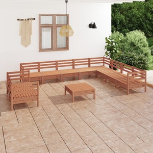 vidaXL, vidaXL 11-tlg. Garten-Lounge-Set Massivholz Kiefer Honigbraun, 