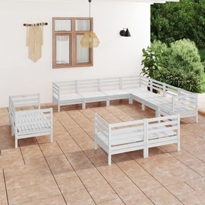 vidaXL, vidaXL 11-tlg. Garten-Lounge-Set Massivholz Kiefer Weiß