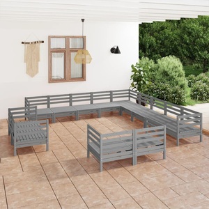 vidaXL, vidaXL 13-tlg. Garten-Lounge-Set Massivholz Kiefer Grau, 