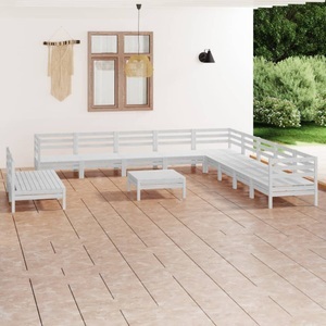 vidaXL, vidaXL 12-tlg. Garten-Lounge-Set Massivholz Kiefer Weiß