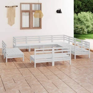 vidaXL, vidaXL 11-tlg. Garten-Lounge-Set Massivholz Kiefer Weiß