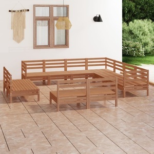 vidaXL, vidaXL 11-tlg. Garten-Lounge-Set Massivholz Kiefer Honigbraun