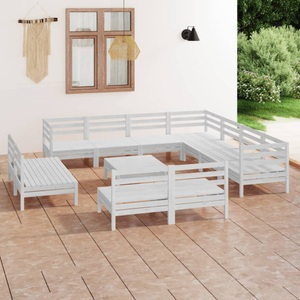 vidaXL, vidaXL 12-tlg. Garten-Lounge-Set Massivholz Kiefer Weiß