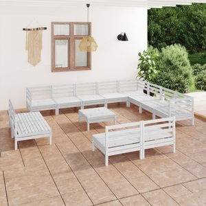vidaXL, vidaXL 13-tlg. Garten-Lounge-Set Massivholz Kiefer Weiß