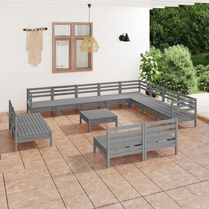 vidaXL, vidaXL 13-tlg. Garten-Lounge-Set Massivholz Kiefer Grau