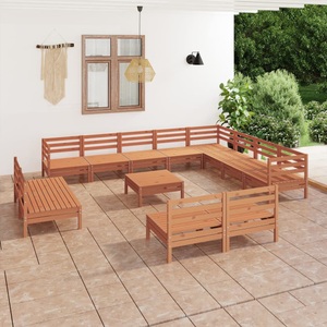 vidaXL, vidaXL 13-tlg. Garten-Lounge-Set Massivholz Kiefer Honigbraun, 