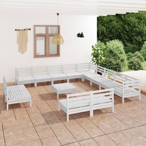 vidaXL, vidaXL 14-tlg. Garten-Lounge-Set Massivholz Kiefer Weiß, 