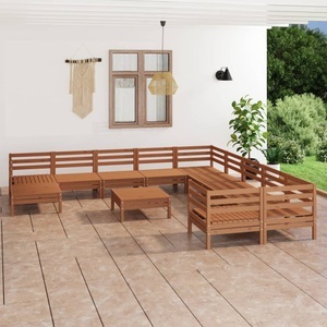 vidaXL, vidaXL 12-tlg. Garten-Lounge-Set Honigbraun Massivholz Kiefer