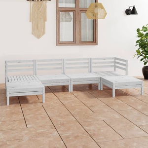 vidaXL, vidaXL 6-tlg. Garten-Lounge-Set Weiß Massivholz Kiefer