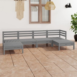 vidaXL, vidaXL 6-tlg. Garten-Lounge-Set Grau Massivholz Kiefer